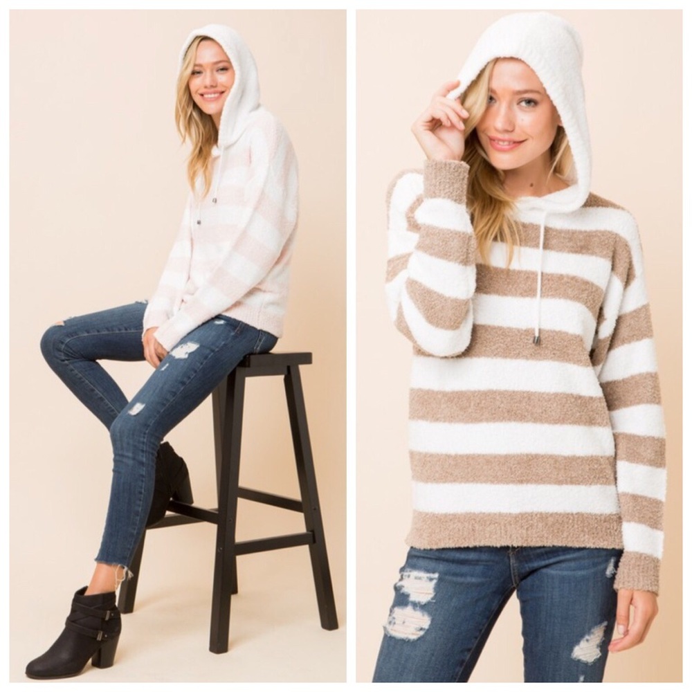New oatmeal striped hoodie - Picture 3 of 4